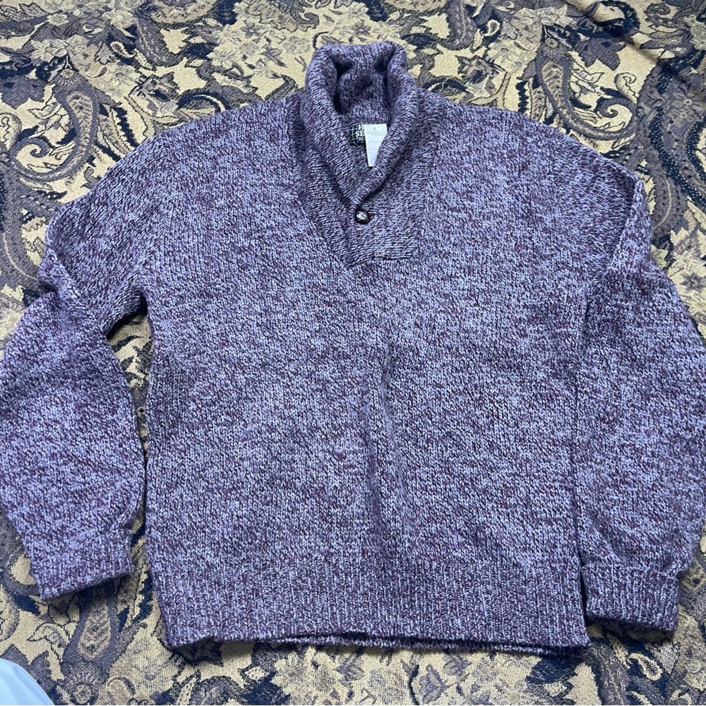 Vtg 90s High Sierra Shawl Collar Burgundy Sweater Mens Size L‎